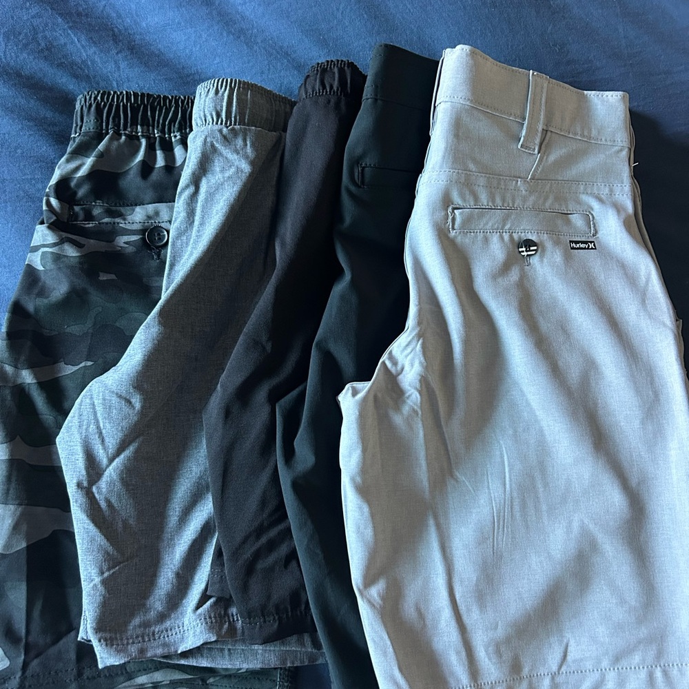 Boys Hurley and O’Neil Gray, Camo, and Black Shorts